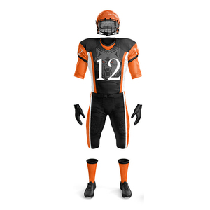 Conjunto de Uniforme de Fútbol Americano Negro con Logotipo de Lobo Rojo 12, Sublimado, Absorbente de Humedad, Ropa Deportiva Masculina para Todas las Temporadas - Product Image 3