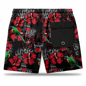 Shorts de bain et de surf légers et respirants en polyester tissé, à séchage rapide, avec logo frontal, style décontracté et uni - Product Image 2