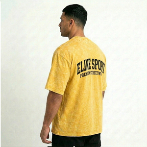 Camiseta Oversize de Algodón 100% Pesado con Lavado Ácido y Logotipo Personalizado en Relieve para Hombre, Estilo Urbano - Product Image 4