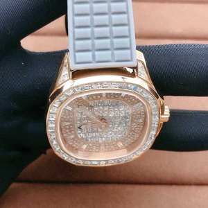 Montre BOJ P.P.018 pour homme, affichage analogique classique, baguette en moissanite, bracelet en alliage, boîtier plaqué or rose 20 mm, verre 41 mm - Product Image 5