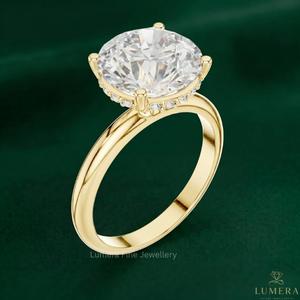Bague solitaire en diamant de laboratoire taille brillant plaqué or 18 carats de luxe pour femme |   Bague de fiançailles classique certifiée IGI LUMERA FINE - Product Image 4