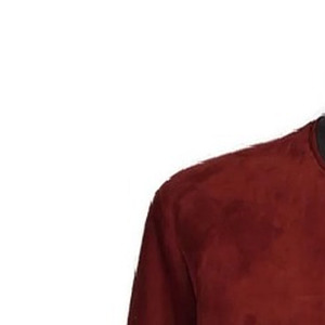 Men's Red <b>Suede</b> <b>Bomber</b> <b>Jacket</b> Casual Stand Collar Zipper Closure Autumn Solid Color Regular Fit - Product Image 2