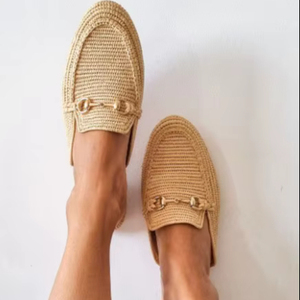 Raffia <b>Slides</b>, Handmade Moroccan shoes, Raffia Women babouch, Flats - Product Image 1