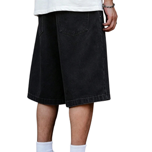 Pantalones Cortos de Mezclilla Negros Estampados para Hombre, Corte Holgado, Algodón, Casuales, Verano, Ropa Urbana, Cómodos, Suaves, Transpirables, Uso Diario, Moda - Product Image 2