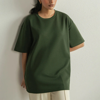 Kaos Wanita Lengan Pendek Warna Hijau Tua Ukuran Besar Terlaris Musim Panas, Kerah Bulat, Bahan Katun Bernapas Cepat Kering, Pakaian Kasual