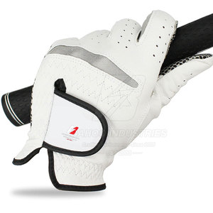 Guantes de golf de cuero genuino, color blanco, transpirables, con cierre de gancho y bucle, ropa deportiva unisex - Product Image 4
