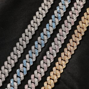 Hip Hop VVS Moissanite Full Iced Out Cuban Link Chain 2 filas 925 Sterling Silver Diamond Miami Fashion Jewelry Collar para hombres - Product Image 1