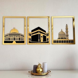 Arte Mural de la Mezquita Al Aqsa, Mezquita Al Haram, Mezquita An Nabawi, Decoración Islámica Hecha a Mano para Sala de Estar, Dormitorio y Espacio Espiritual - Product Image 6