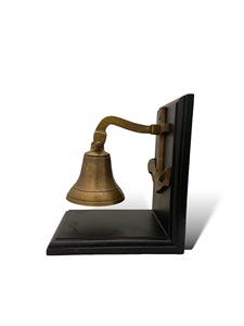 Set <b>of</b> Two BRASS & WOOD <b>Book</b>-<b>End</b> Ship Bells Mounted on Anchor for Desk Shelf Office Home Art Decor & Decorative Display - Product Image 2