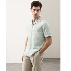 Chemise à manches courtes pour hommes, en mélange de coton léger, chemise tendance d'été - Product Image 1