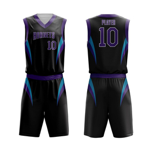 Maillot de basketball personnalisé sublimé Hornets, col en V, sans manches, anti-humidité, en polyester écologique, pour équipe adulte, devant - Product Image 1