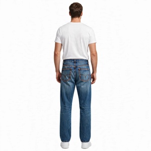 Jean en denim délavé bleu clair gris vintage pour homme, taille haute, coupe large, poches décontractées, le plus vendu, de BD - Product Image 6