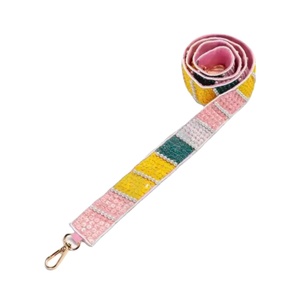 Judson personnalisé or blanc perles de rocaille sac sangles 'Hook Em Horns' accessoire à la mode perlé sac à main sangle - Product Image 1