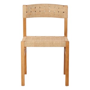 Chaise de salle à manger en teck massif de style Mid-Century Modern, avec assise et dossier tressés, faite à la main, style rotin, design de créateur, pour extérieur, entrepôt, maison, bar - Product Image 5