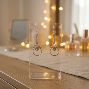 Boucles d'oreilles pendantes en argent sterling 925 faites à la main avec péridot, design circulaire unique, bijoux en pierre précieuse verte, accessoires de mode pour femmes - Product Image 2