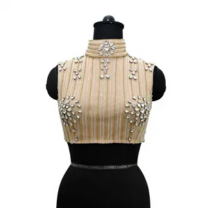 Elegant High Neck Sleeveless Rhinestone Embellished Sheath Gown Evening Dress - Product Image 5
