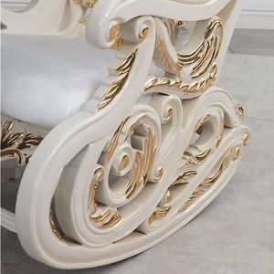 Sillón mecedora de lujo real de madera de caoba, estilo barroco, tallado en blanco y oro, sillón vintage con terciopelo granate, muebles para sala de estar - Product Image 2