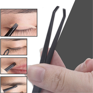 Professional Black Slanted Tip Eyebrow Tweezers Stainless Steel Durable <b>Precision</b> Grooming <b>Tools</b> Modern Style with High Quality - Product Image 5