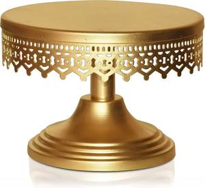Support à gâteau de luxe en aluminium écologique avec piédestal et bordure en dentelle, plateau de présentation de desserts pour mariage, anniversaire, décoration de fête - Product Image 3