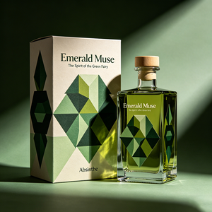 Scatola di Carta Ecologica Personalizzata con Stampa UV per Collezione di Bottiglie di Absinthe Verde Smeraldo Premium - Product Image 3