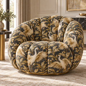 Tissu de rembourrage en brocart jacquard floral noir et or pour canapé et chaise - Product Image 3