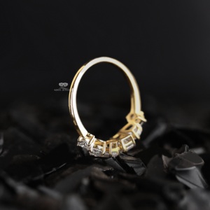 Mixed Shape Diamond Engagement Ring 14K Gold <b>Cluster</b> Ring Emerald Round Ring Bridal Statement Ring Anniversary Gift For Her - Product Image 3