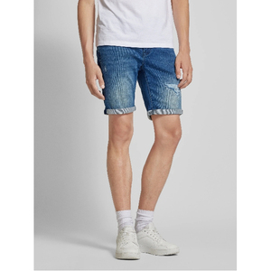 Unisex Mid Waist Solid Color Denim Bermuda Shorts Ripped Washed Casual Style Drawstring Closure 100% Cotton Breathable Front - Product Image 6