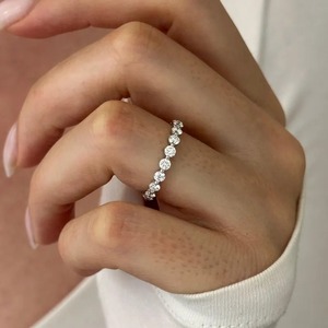 Shaped Lab Grown Diamond Eternity Band 18K White Gold 2.7mm <b>Dainty</b> Stackable Diamond <b>Ring</b> Women's Wedding Engagement Wholesale - Product Image 6