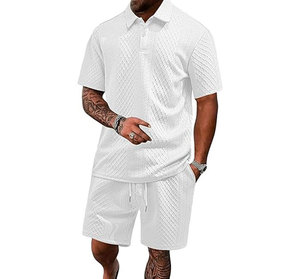Ensemble de polo et short décontracté respirant pour homme, style hip-hop, col polo, tenue de jogging athlétique d'été - Product Image 1