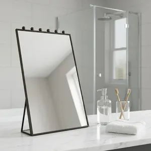 Artisan Design Modern Framed Metal <b>Mirror</b> with Ball Top Design Durable <b>Tabletop</b> Decorative <b>Mirror</b> for Home Use - Product Image 3