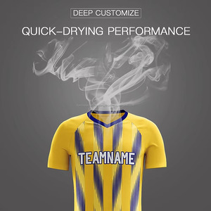 Ensemble de maillots de football personnalisés en or blanc, impression sublimée, col rond, manches courtes, polyester respirant, unisexe, vêtements d'équipe pour adultes - Product Image 4