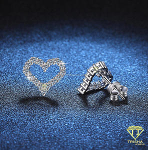 Heart Shape Moissanite Diamond <b>Stud</b> Earrings 925 Sterling <b>Silver</b> Luxury Fine Jewelry For Women Gift - Product Image 5
