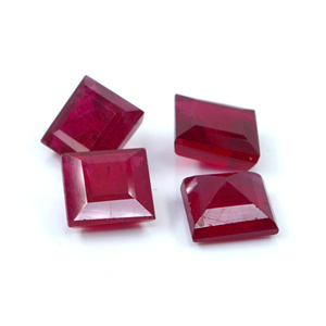 Rubis naturels de Bangkok, carrés calibrés de 4,5 mm, pierres précieuses de rubis naturelles facettées, prêtes à l'emploi pour la création de bijoux - Product Image 3