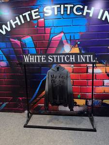 <b>White</b> Stitch Intl Men's Hooded <b>Zip</b>-<b>Up</b> Sweatshirt Black Gray Ombre Rhinestone Logo Streetwear Oversized Fit 100% Cotton Winter - Product Image 5