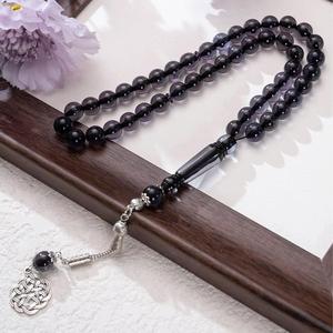 Turquoise Round Resin Luxury Religious Islamic <b>Rosary</b> Handmade Polished Prayer <b>Beads</b> with Geometry Pattern <b>Silver</b> Knot Pendant - Product Image 4