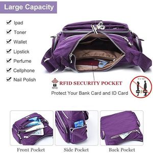 Bolso Bandolera Impermeable de Nailon para Mujer con Múltiples Bolsillos, Bolsos de Hombro para Viajes al Aire Libre y Uso como Bolso de Mano - Product Image 4
