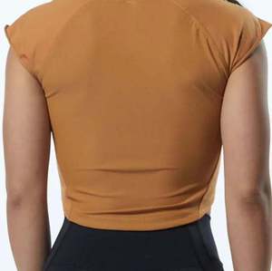 Women's Orange Crew Neck Drop Shoulder Crop <b>Top</b> Solid Color Regular Fit Casual Canvas Eco-Friendly Spring/Summer T-Shirt - Product Image 6