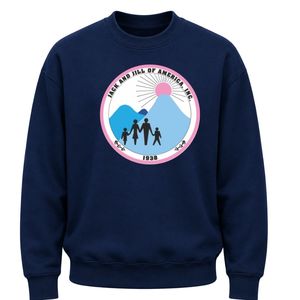 เสื้อสเวตเชิ้ตคอกลมสีน้ำเงินกรมท่าพร้อมโลโก้กราฟิก เสื้อพูลโอเวอร์ผ้าฟลีซลำลองสำหรับผู้ชายผู้หญิงแฟชั่นสตรีทแวร์ทุกวัน - Product Image 1