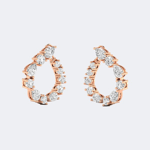ต่างหูเพชรทรงหยดน้ำแบบผสม 1.75 กะรัต ทอง 14K เพชรเลี้ยงในห้องปฏิบัติการ สี E-F ความสะอาด VVS2 แบบหนีบติด สำหรับผู้หญิง - Product Image 6