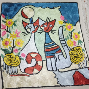 Kashmiri Artisan Silk Thread Cat Embroidered Cushion <b>Cover</b> Cotton 16 Inch Sustainable <b>Throw</b> Pillow Case Home Hotel Office Decor - Product Image 3