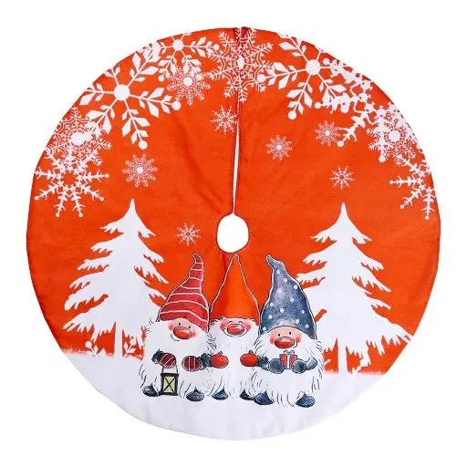 classic red snowflake pattern christmas tree gnome christmas home decoration party supplies christmas tree skirt 120dia.