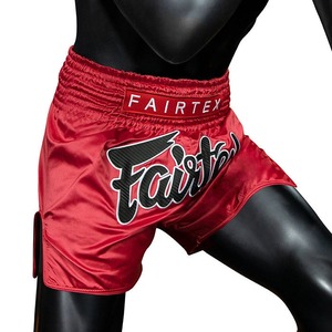 Pantalones Cortos de Muay Thai Fairtex Inferno Personalizados Modelo BS1946 con Corte Ajustado, Diseño Rojo y Aberturas Laterales Altas Fairtex - Product Image 2