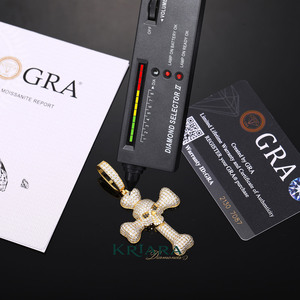 Lab Grown Diamonds Unisex Gold Plated <b>Cross</b> Pendant With Round Diamond Hiphop Style Religious <b>Charm</b> - Product Image 4