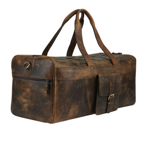 Bolsa de Viaje Vintage de Cuero de Cabra Auténtico, Bolsa de Gimnasio, Bolsa de Viaje Redonda Grande Impermeable - Product Image 3