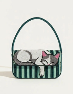 Sac à bandoulière à thème golf avec perles et nom brodé Melissa, style preppy, poignée verte, usage quotidien - Product Image 3