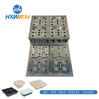 Molde de Bandeja Articulada Automatizada de Cuatro Compartimentos, Fabricado con CNC, Aluminio Pulido, Tolerancia 0.02-0.05mm, para Vajilla de Alta Precisión