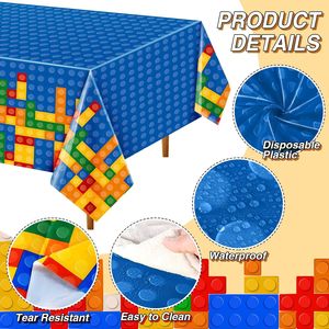 4 tovaglie colorate a blocchi da costruzione, stoviglie per feste e decorazioni per compleanni - Product Image 1