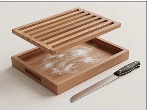 Tabla de Cortar Pan Ecológica de Madera de Mango con Recolector de Migas, Diseño Duradero para Uso en la Cocina - Product Image 4