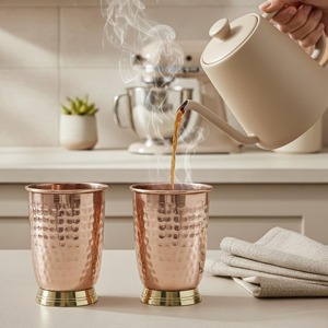 Verre à eau vintage empilable en cuivre robuste avec finition solide, écologique et portable pour usage domestique - Product Image 3