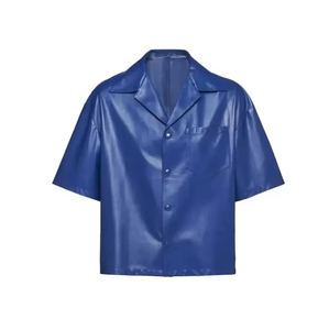 Chemises pour hommes de style moderne, surdimensionnées, en cuir, streetwear, décontractées, nouveau design, en peau d'agneau douce, respirante, tissée, sur mesure - Product Image 1